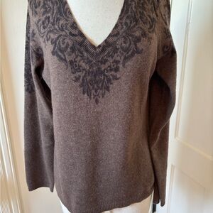 Kenar Brown and Black V-Neck Sweater